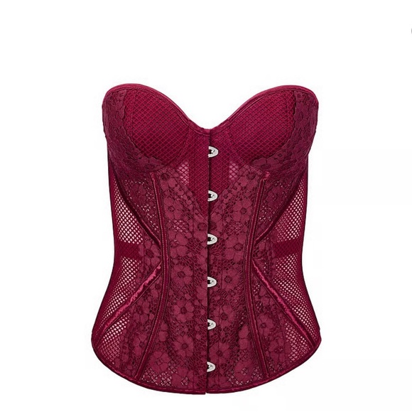 Victoria's Secret Burgundy Lace Bustier Bra and underwear set - Picture 2 of 4